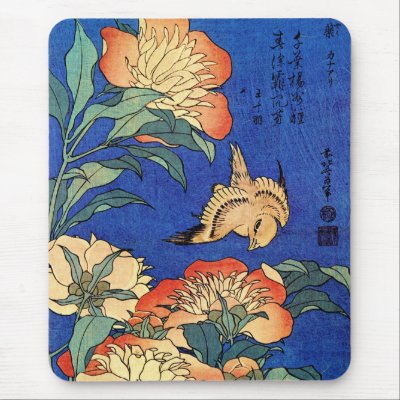 Japanese Art Birds and Flowers Mouse Pad by FRUITLOOPY
