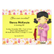 Japanese Birthday theme Invitations