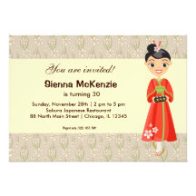 Japanese Birthday theme Invites