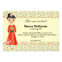 Japanese Birthday theme Personalized Invitation