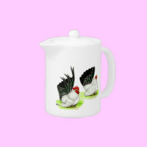 Japanese Black White Bantams teapots