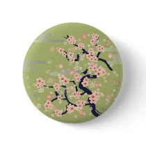 illustration, japan, japanese, ninja, samurai, sakura, nippon, asia, cherry-blossom, graphic, flower, vintage, fujiya, art, oriental, pink, pop, cute, pretty, blossom, china, chinese, Button with custom graphic design