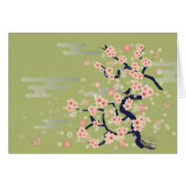 illustration, japan, japanese, ninja, samurai, sakura, nippon, asia, cherry-blossom, graphic, flower, vintage, fujiya, art, oriental, pink, pop, cute, pretty, blossom, china, chinese, Card with custom graphic design