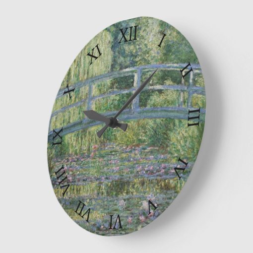 Japanese Bridge And Water Lilies By Claude Monet Large Clock Zazzle