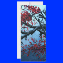 japanese cherry blossom flower tree  oriental art rack card template
