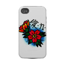 Japanese Cherry Blossoms and Kanji Iphone 4 Tough Case