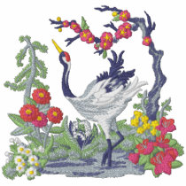Japanese Crane Scene embroidered shirts by Embroidery4U Japanese Crane Scene embroidered shirts