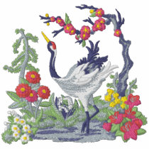 Japanese Crane Scene embroidered shirts by Embroidery4U Japanese Crane Scene embroidered shirts