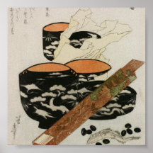 Japanese Dishware and Fish circa 1800s Posters