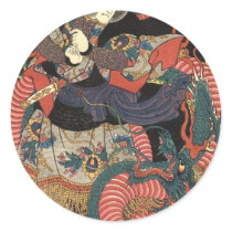 Japanese Dragon Painting circa 1860 Round Stickers