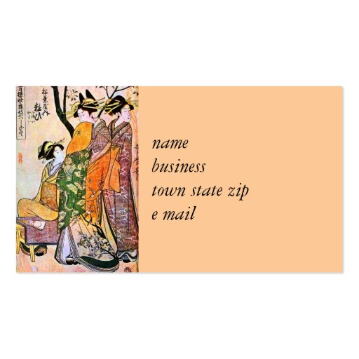 Japanese Engraving Three Geisha 1911 Business Cards (front side)