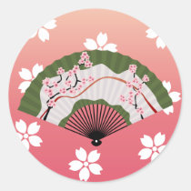 japan, japanese, ninja, samurai, sakura, nippon, asia, cherry-blossom, illustration, graphic, flower, vintage, fujiya, art, oriental, pink, pop, cute, pretty, cherry blossom, Sticker with custom graphic design
