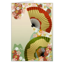 japan, japanese, japanese-fan, blossom, flower, cute, culture, traditional, asia, oriental, kimono, nippon, japanese fan, retro, Card with custom graphic design