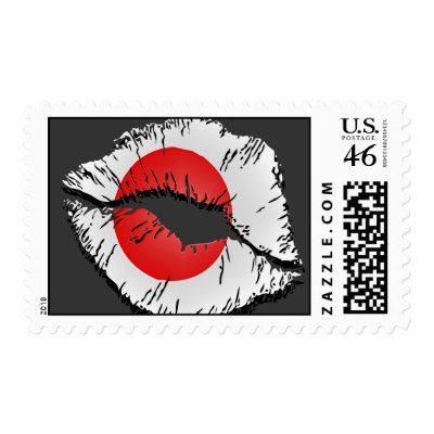 Japanese Flag Lips Postage Stamps by LipAction
