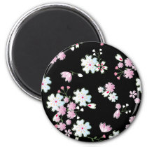 japan, japanese, blossom, floral, pink, bueatiful, cute, flower, design, traditional, vintage, spring, feminin, pattern, asia, oriental, china, chinese, black, cool, graphic, cherry-blossom, nature, beauty, beautiful, illustration, cherry blossom, feminine, Magnet with custom graphic design