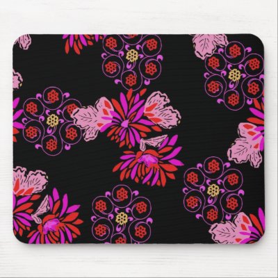 japanese floral design mouse pad by textile1