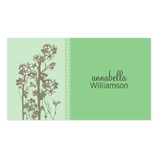 Japanese Floral Ocean Green Business Card (front side)