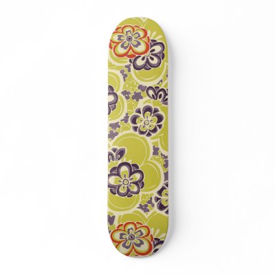Japanese Flower Blossoms Vintage Skate Deck by planespotting