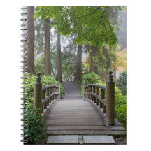 Japanese Garden Forggy Fall Morning Notebook