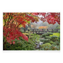 Japanese Garden in a Foggy Fall Morning Card Custom Invites