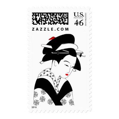 Japanese Geisha Postage Stamps