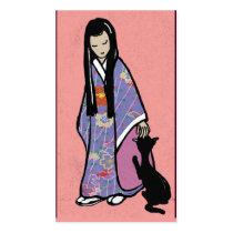 Japanese girl and cat business cards by Annaart Japanese girl and cat business cards