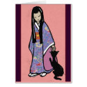 Japanese girl and her cat cards