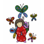 Japanese girl with butterflies tee shirt
