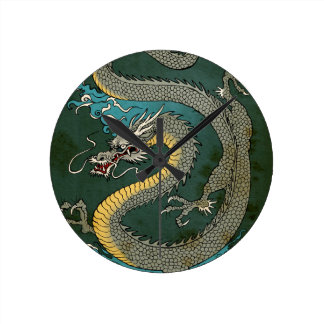 JAPANESE GREY DRAGON WALLCLOCK