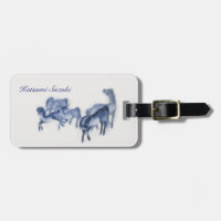 Japanese Horses Antique Reproduction Luggage Tag