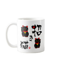 Japanese kanji "Manekineko" - Beckoning cat Mugs