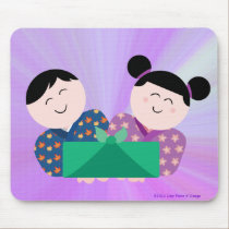 Japanese Kids Giving Gift Mousepad mousepads