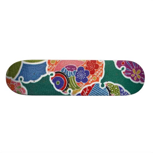 Japanese KIMONO Textile, Floret Pattern Skate Boards