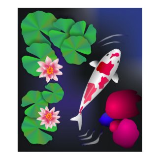 Japanese Koi Fish, Lotus Flowers & Water-lilies Po print