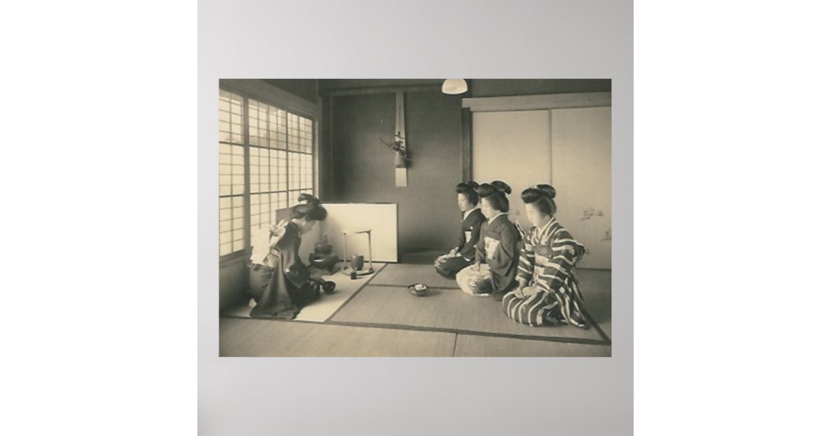 japanese ladies sitting on floor poster Zazzle