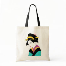 Japanese Lady Wearing Bright Kimono and Hair Pins Bag