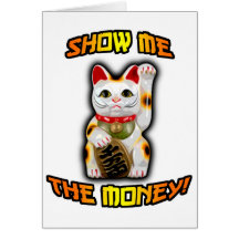 JAPANESE Money CAT Maneki Neko Greeting Cards