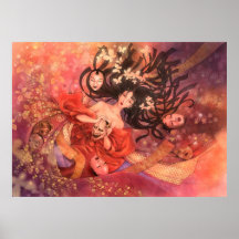 Japanese Noh Mask Fantasy Art Poster