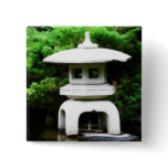 Japanese Pagoda Lantern Style Garden Statue Pinback Buttons