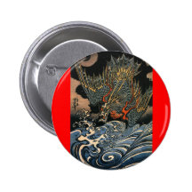 Japanese Painting c. 1800's Pinback Button