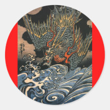 Japanese Painting c. 1800's Round Stickers