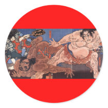Japanese Painting c. 1800's Round Sticker