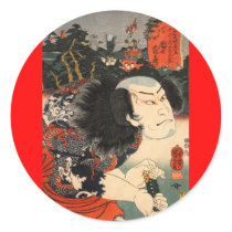Japanese Painting c. 1800's Round Sticker