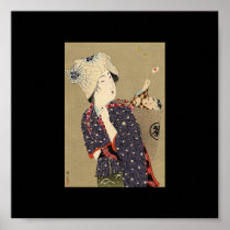 Japanese Painting. Woman with baby c. 1909 Poster