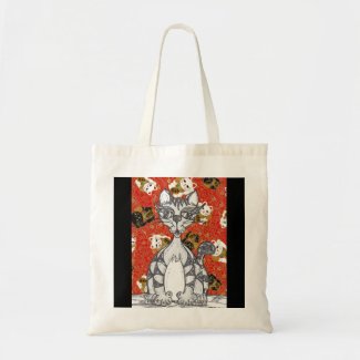 Japanese Paper Cat 3 Grocery Bag zazzle_bag