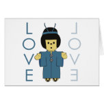 Japanese Paperdoll - Teal Greeting Cards