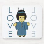 Japanese Paperdoll - Teal Mouse Mats