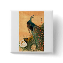 Japanese Peacock no.2 Pinback Buttons