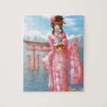 Japanese pink kimono puzzles