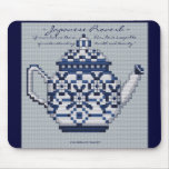 JAPANESE PROVERB TEA POT Cross Stitch Style Design Mousepads